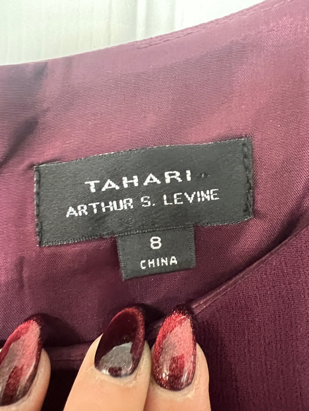 NWT- Tahari Midi Dress in Deep Plum with Gold Waist Accents - Picture 2 of 5
